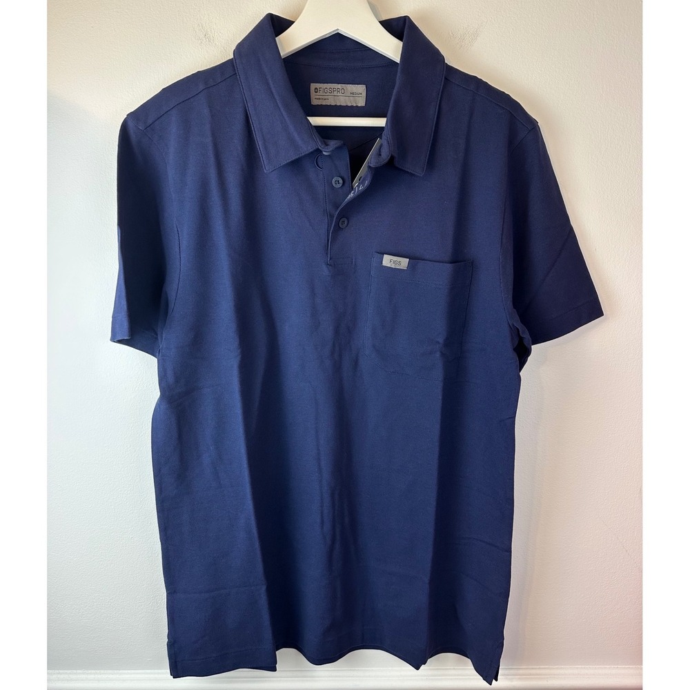FIGS PRO Men's Navy Short Sleeve Technical Pique Scrub Polo Shirt NWT Medium
